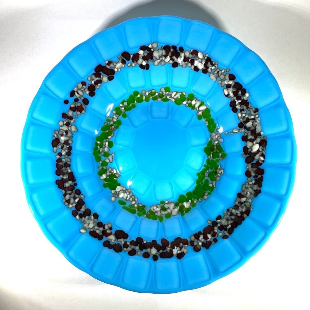 Mid Century Modern Vintage Turquoise Art Glass